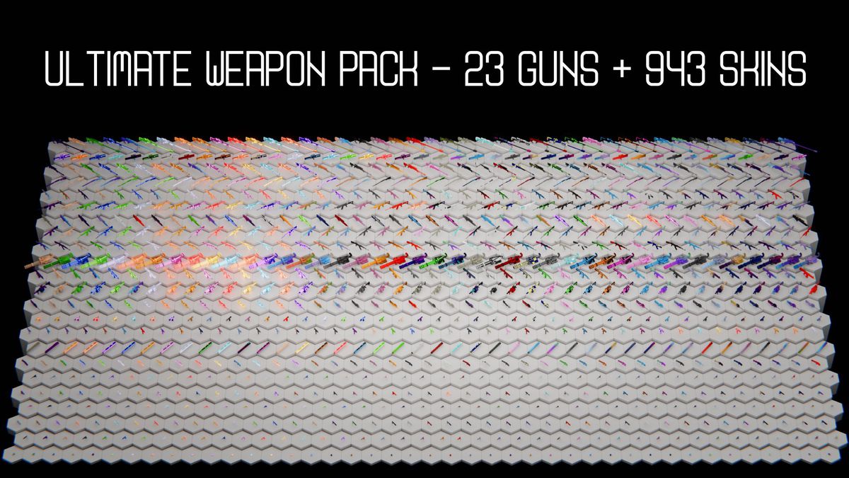 Ultimate Weapon Pack — 23 Guns + 943 Skins (Low Poly, Stylized, FPS/TPS Ready)
