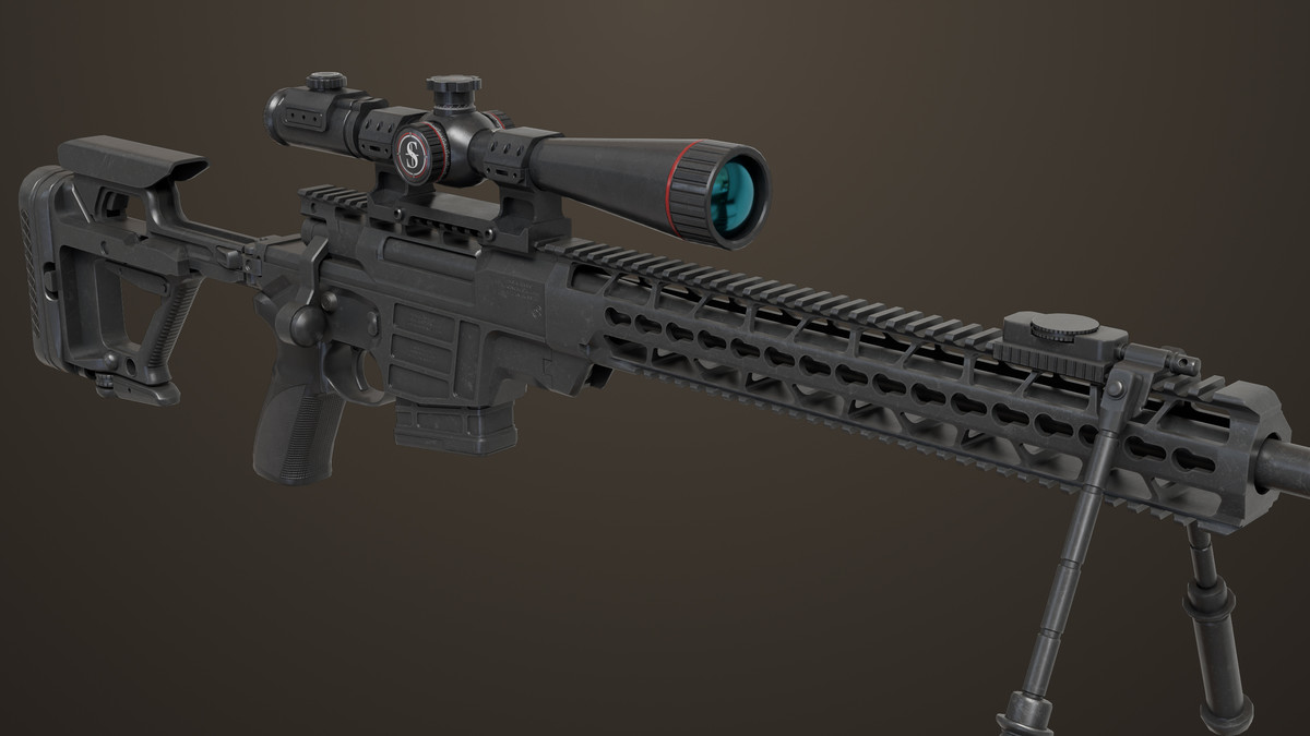Sniper Rifle 04 Black URP HDRP Textures