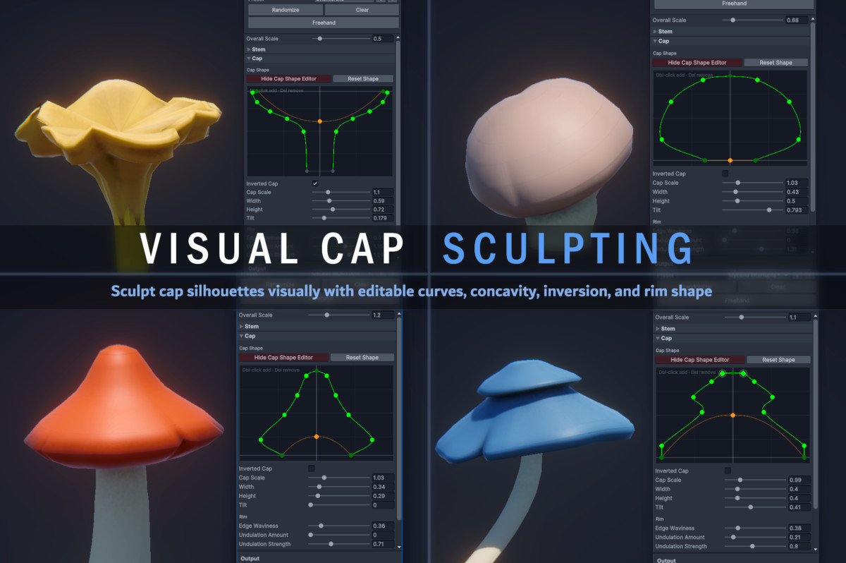 Mushroom Shaper - Stylized Fungi Editor & Mesh Generator