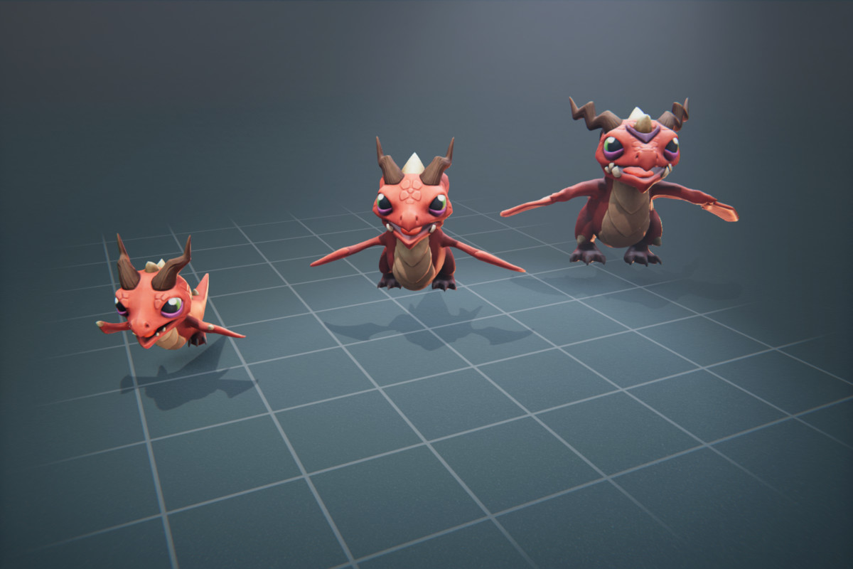 Cute Dragon - 3 Characters + Animations