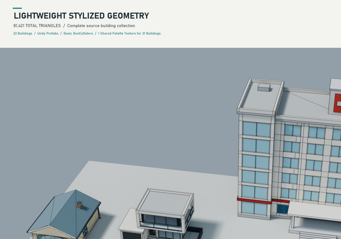 Stylized Neighborhood - 22 Low Poly Buildings
