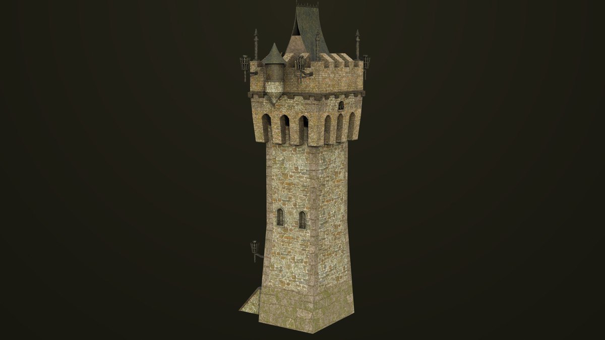 Old Castle Watch Tower 01 URP HDRP Textures