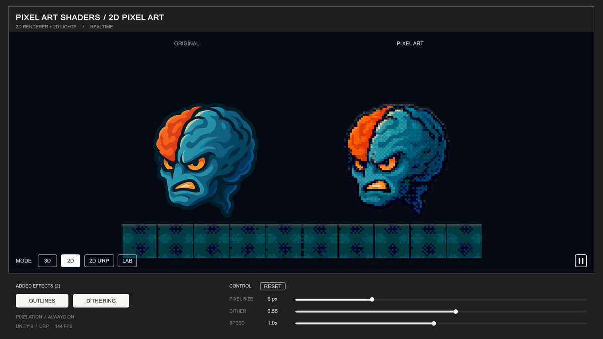3D & 2D Pixel Art Shaders for URP - Realtime Pixelation, Outlines & Dithering