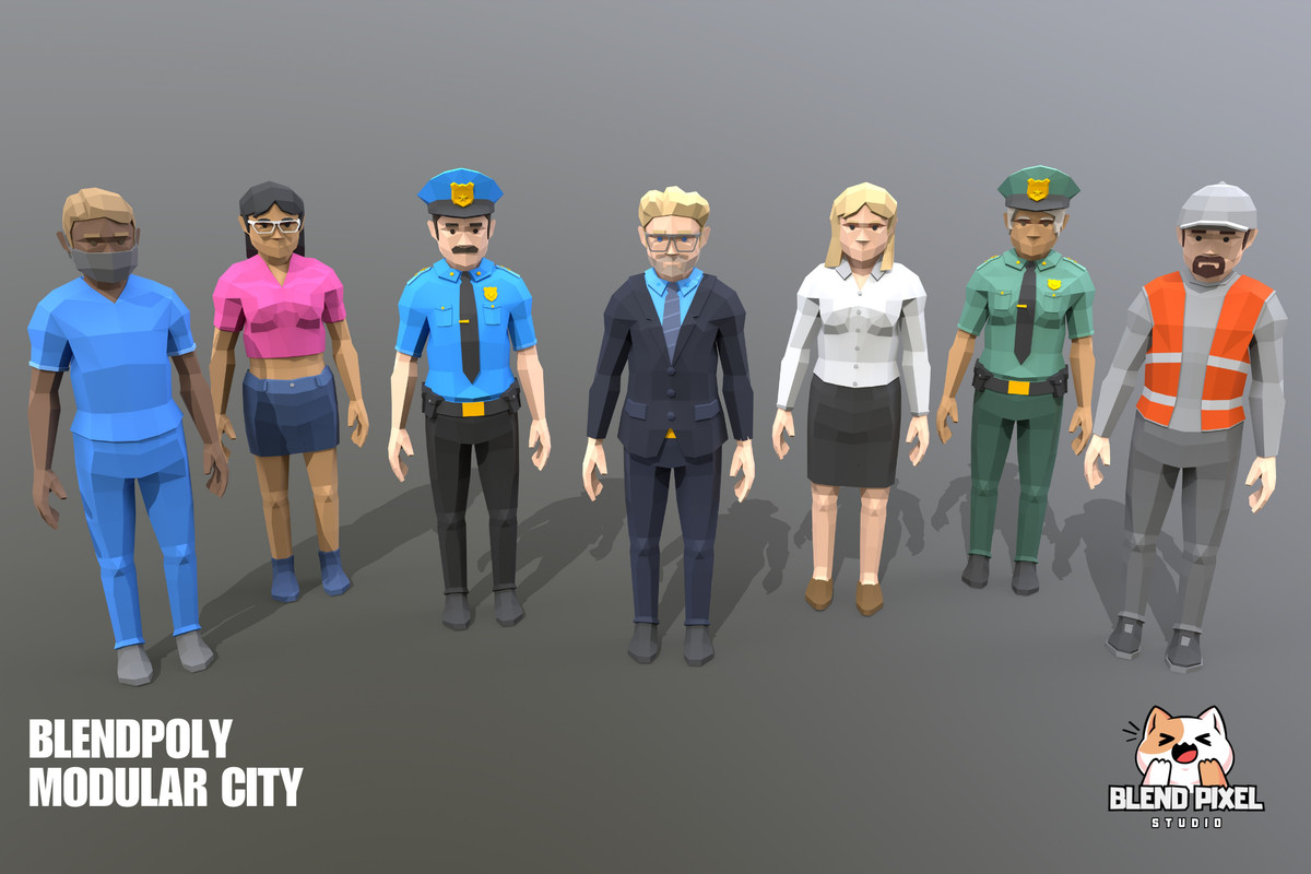 BlendPoly Modular City - Low Poly Assets