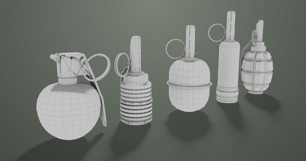 5 Fragmentation Grenades Single Mat URP HDRP Textures