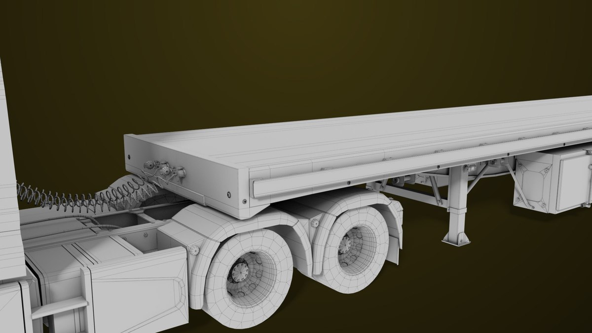 Heavy Truck 04 Flatbed Load Trailer URP HDRP Textures