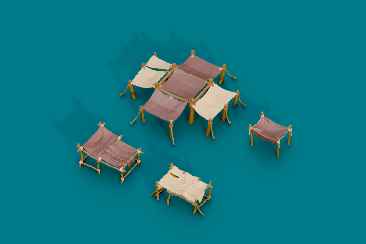 Low Poly Modular Medieval Houses Kit