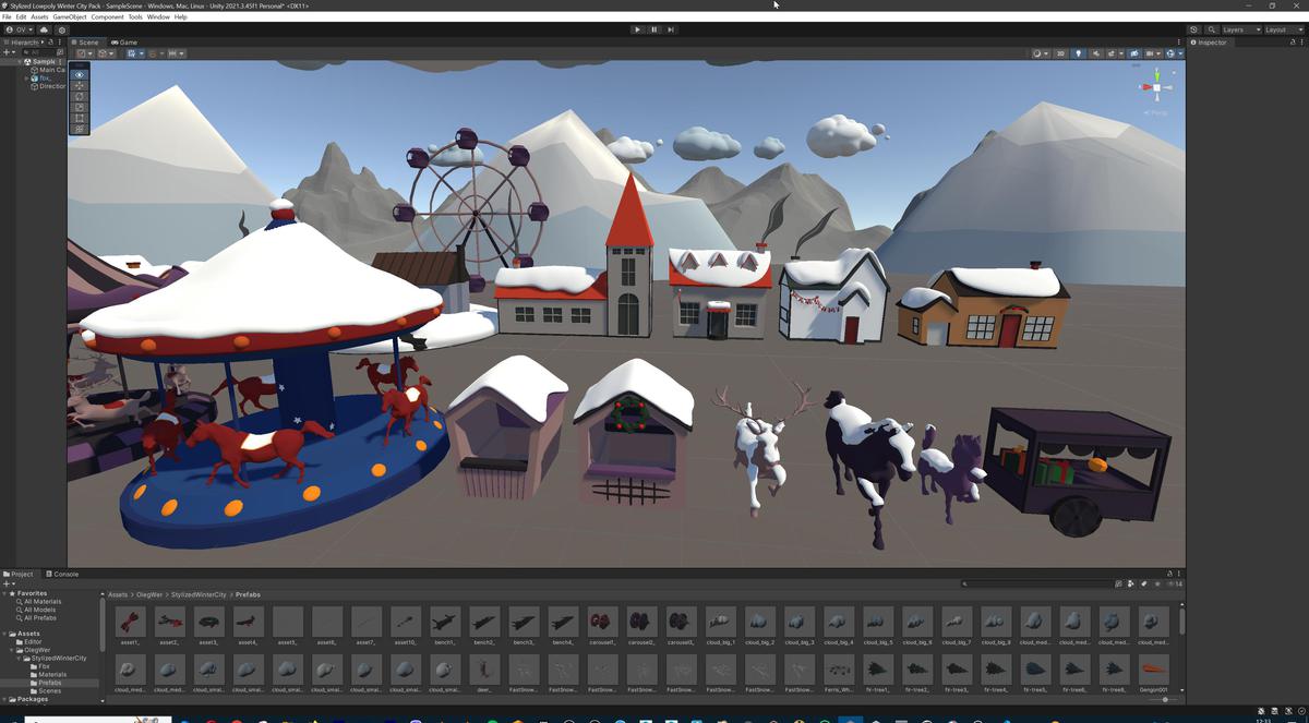 Stylized Lowpoly Winter City Asset Pack