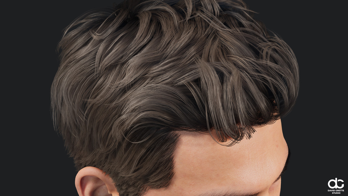 Realistic male hairstyles, pack #6 | Rigged hair, game-ready, low-poly