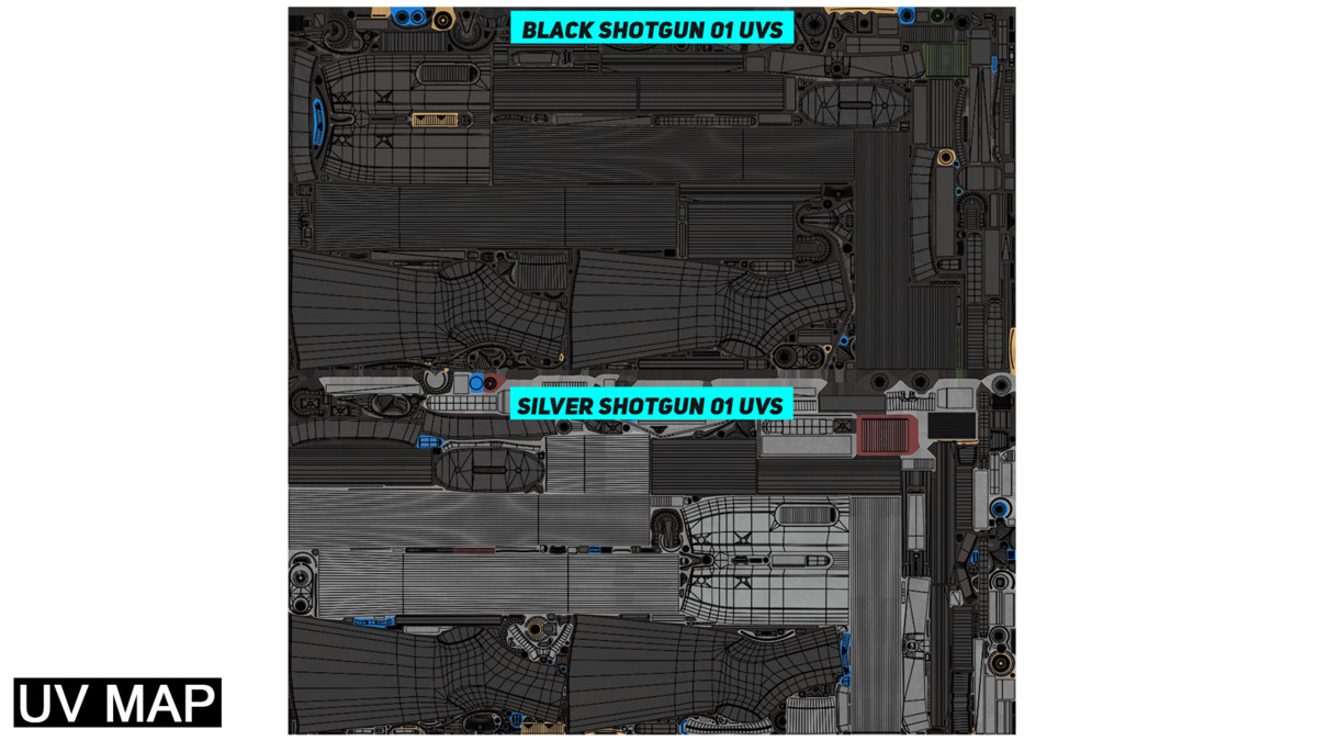 Long Shotgun 01 Black And Silver Single Mat URP HDRP Textures