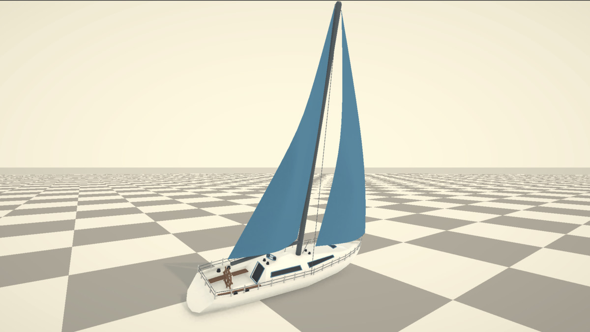 Low Poly Sailboat — Dynamic Wind & Sail System