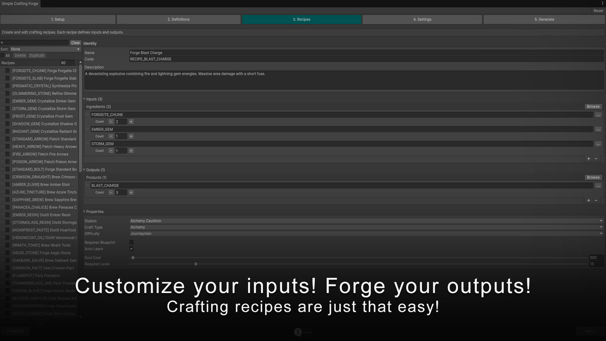 Simple Item Forge: No-Code Item, Crafting, Shop & Loot Generator w/ JSON Export
