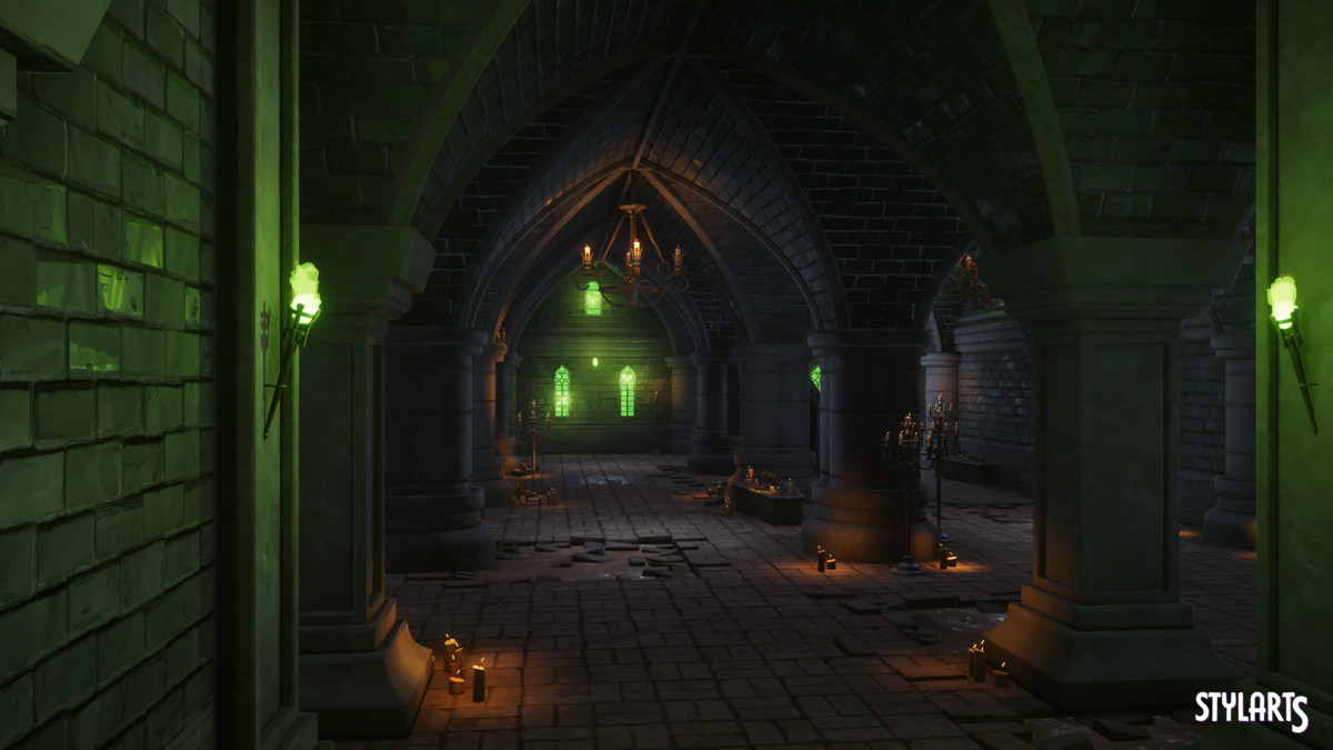 Stylized Spooky Cemetery Crypt