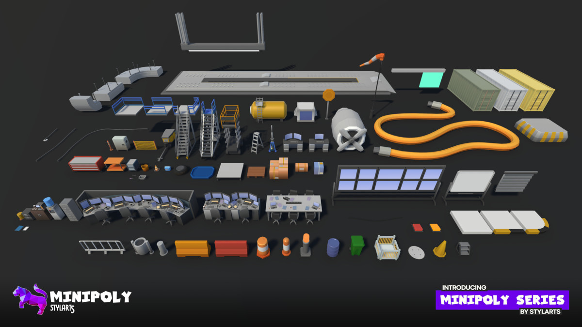 Modular Airport Fatpack - Minipoly Series ( Stylized Lowpoly Environment )