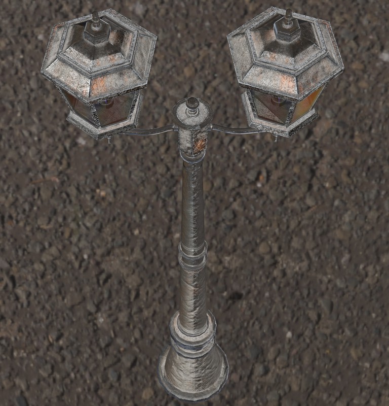 Ornate Double Street Lamp - 4 Texture Variants Pack