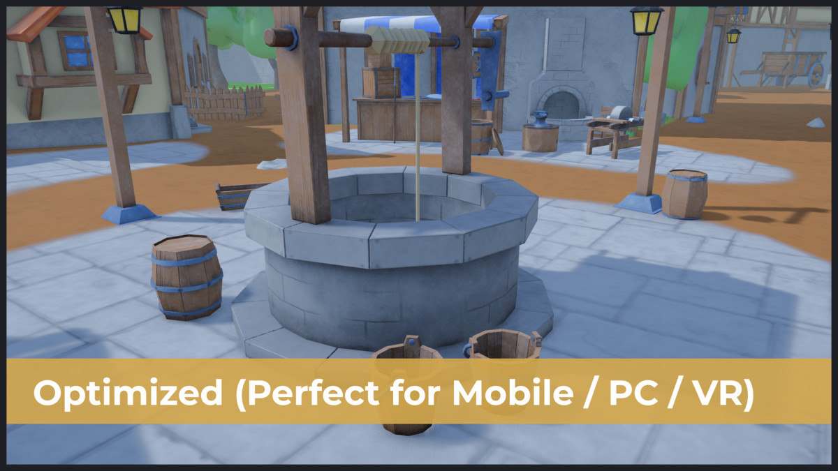 Stylized Medieval Settlement Low Poly