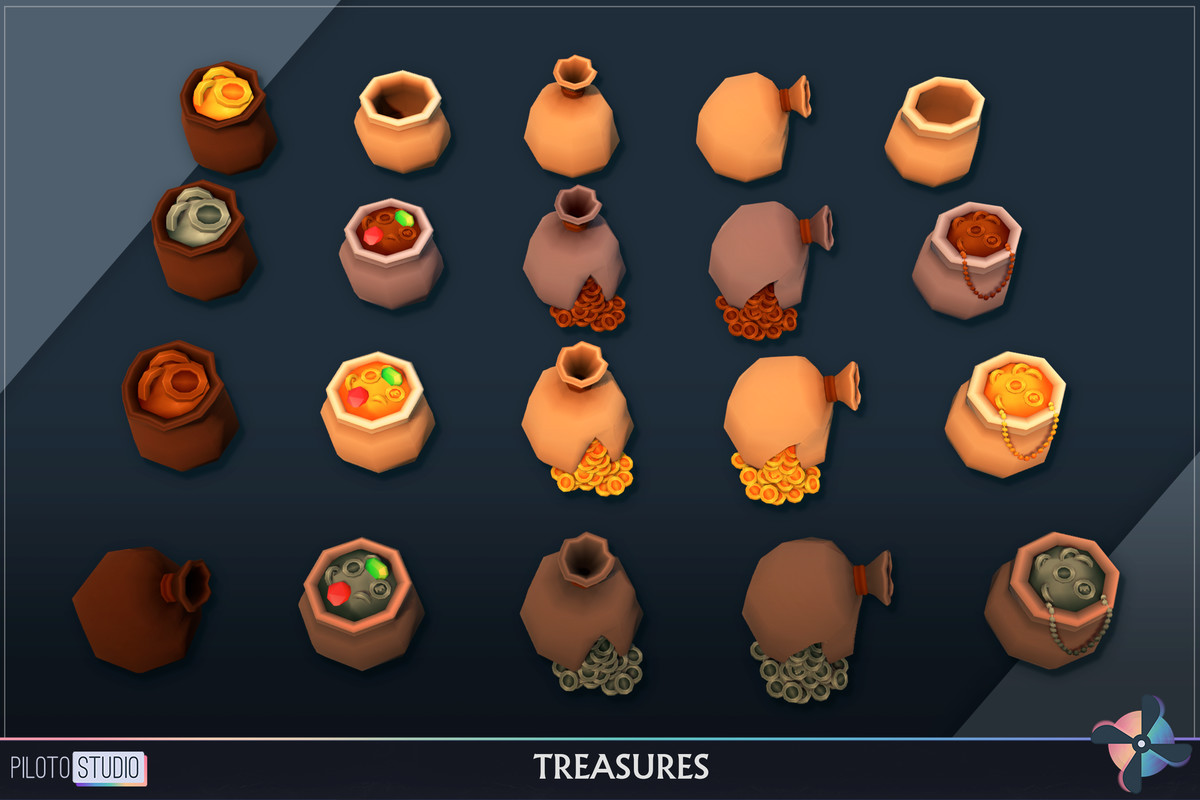 Cartoon Treasures Megapack - Chests, Crystals, Gold, Silver, Copper