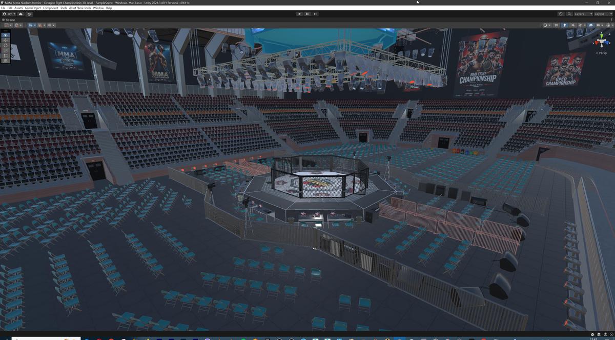 MMA Arena Stadium Interior - Octagon Fight Championship Nodular 3D Level