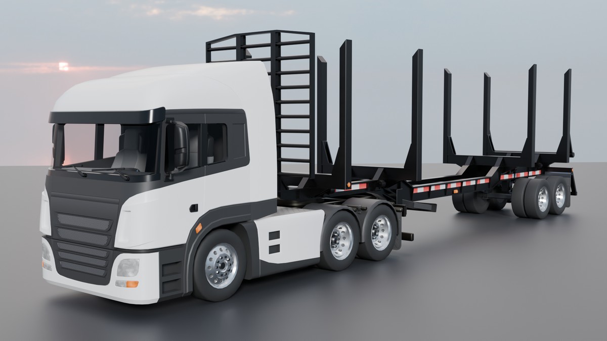 Realistic Logging Truck Pack – Semi Truck + Timber Trailer + 4 Wood Variants