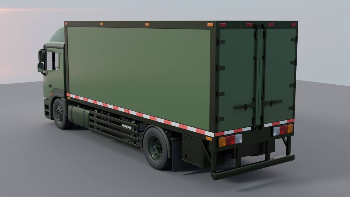 Cargo Box Truck 3D Model – Game Ready Interior, Openable Doors & Custom Branding