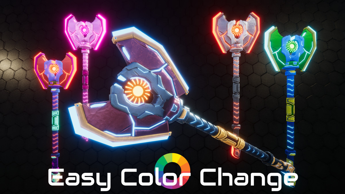 Axe fantasy sci-fi weapon with Effects