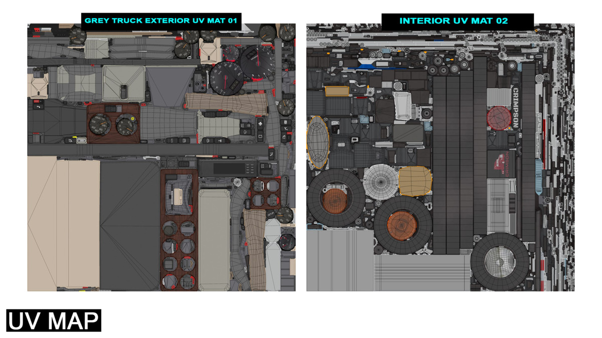 Heavy Truck Chassis 07 Cyan and Grey URP HDRP Textures