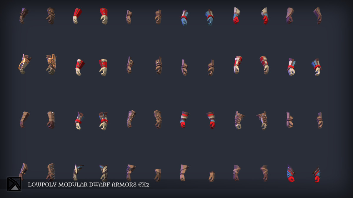 Lowpoly Dwarfs Modular Armors Ex2 - MEDIEVAL FANTASY SERIES