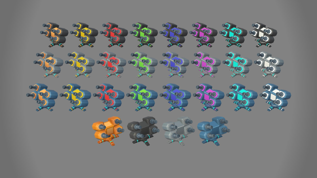 Low Poly Sci-Fi Turrets Pack
