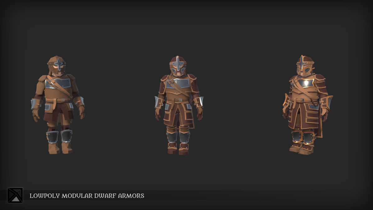 Lowpoly Dwarves Modular Armors Bundle- MEDIEVAL FANTASY SERIES