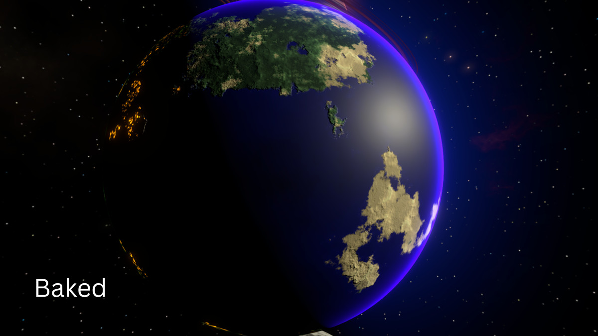 Terrestrial Planets and Moons: Procedural Shaders, Effects and In-Editor Baking