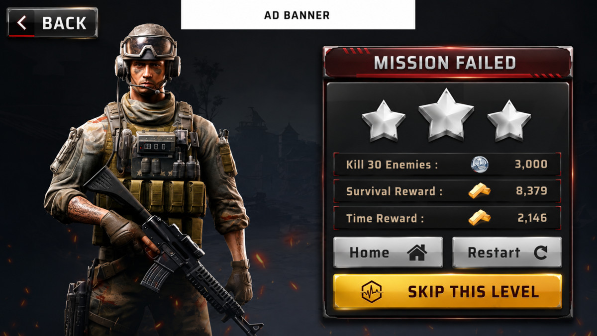 FPS Shooter Game UI Kit Complete Military HUD, Main Menu, Store, Mobile GUI