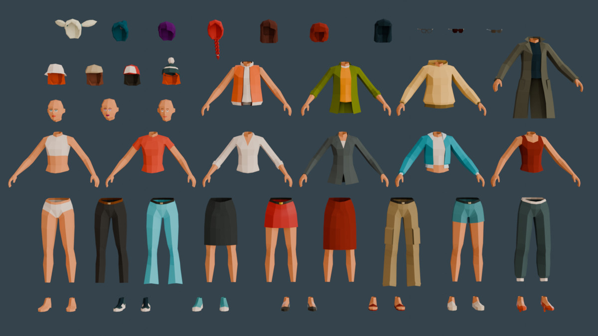 Modular Woman Ultra Low-Poly