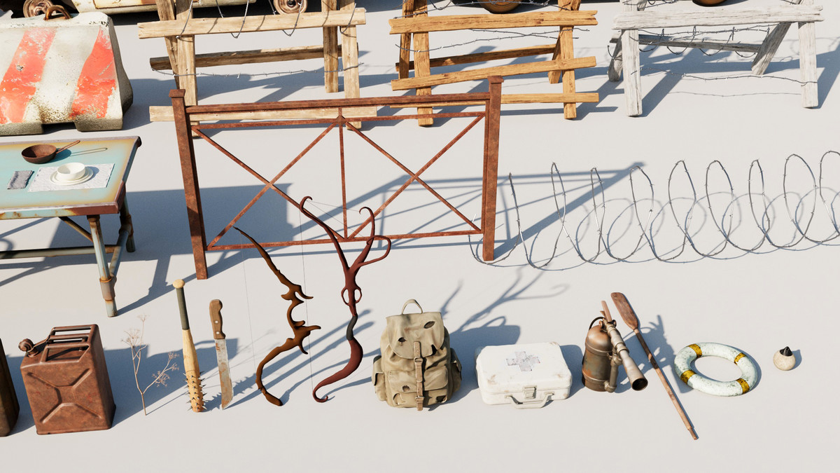 Post-Apocalyptic Survival Urban City Props and Road Signs Pack - 135 3d Models