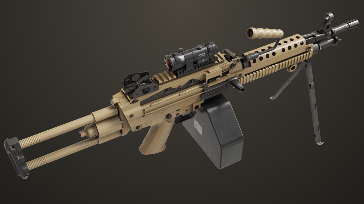 Machine Gun Sandal and Black Ammo Box URP HDRP Textures