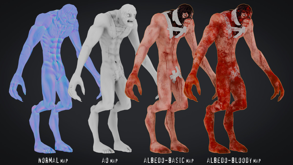 3D Horror Monster- Hunched Creature (game ready)