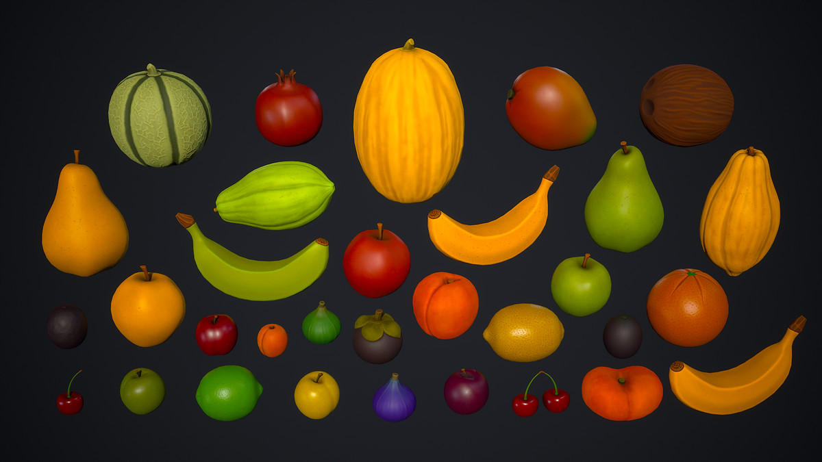Stylized Fruit Pack – Market & Food Props – Game Ready