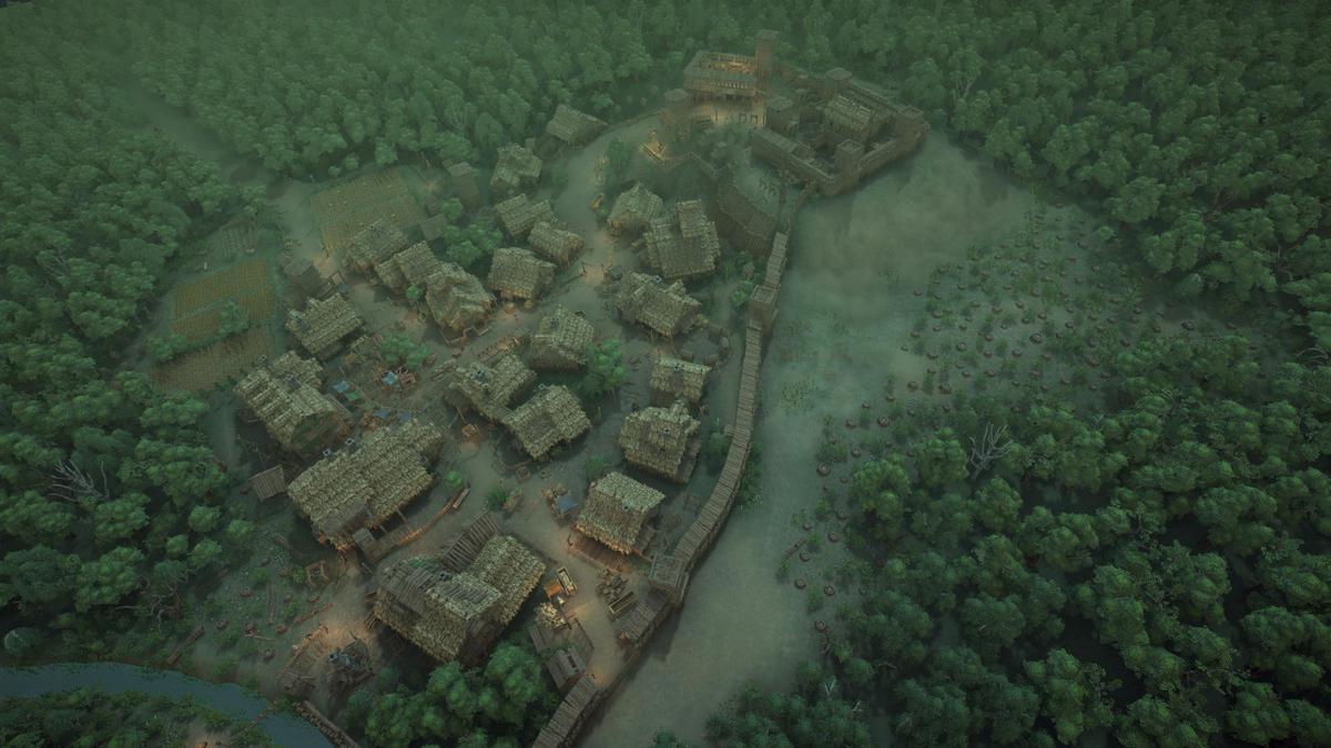 Stylized fantasy pagan village