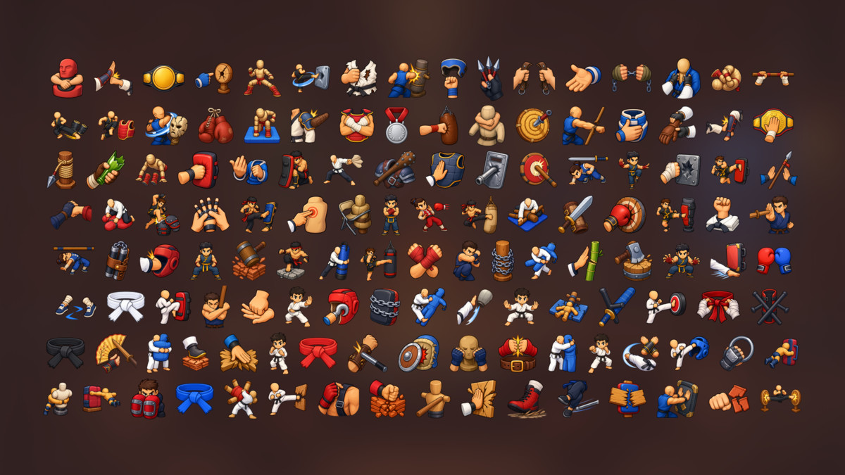 Martial Arts Karate Judo Boxing Dojo Training Icons Pack