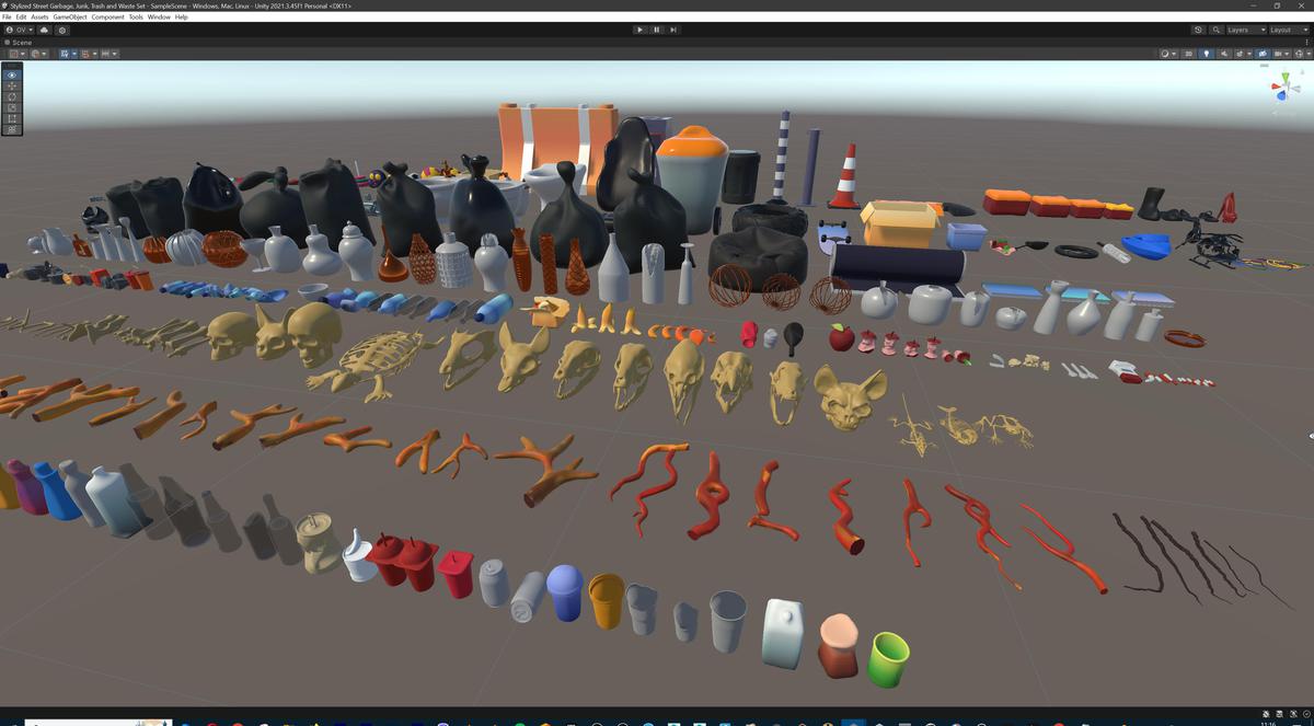 Lowpoly Stylized Street Garbage, Junk, Trash and Waste Set - 328 gameready props