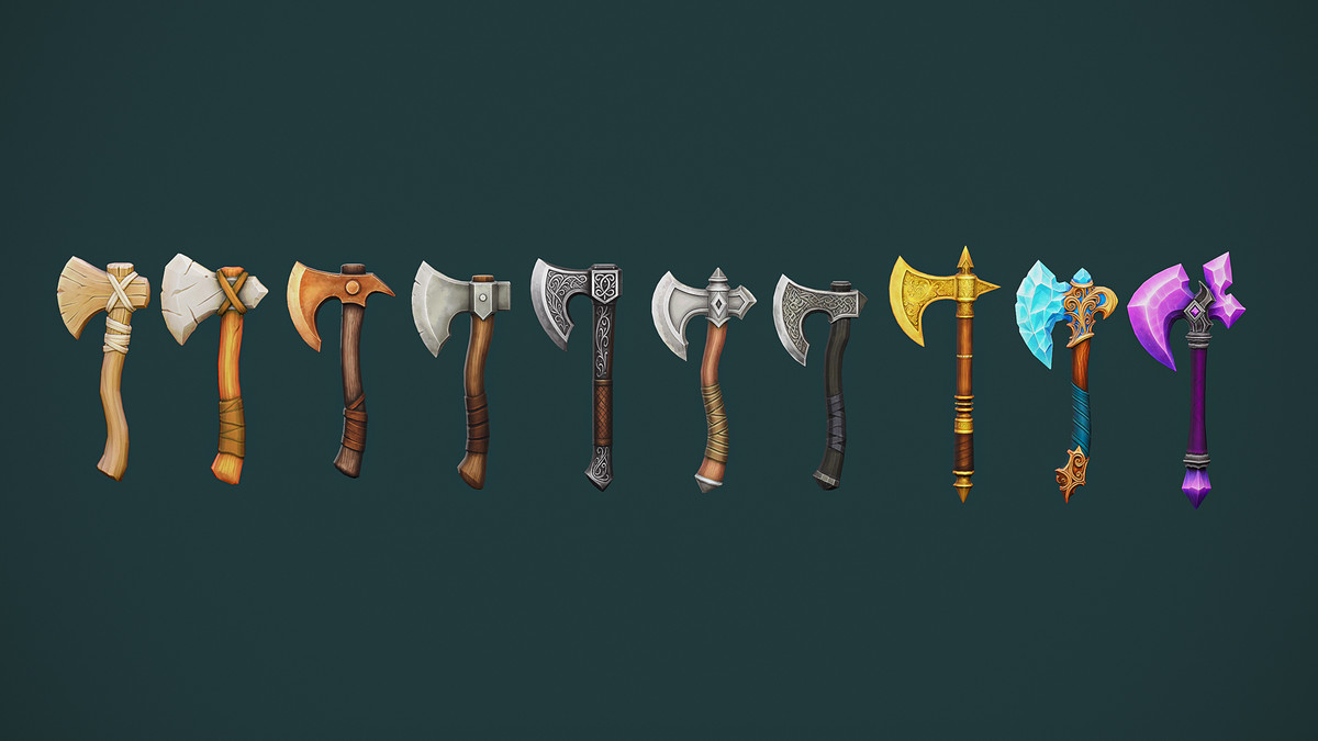 Medieval Axe Set - Game Ready Weapon