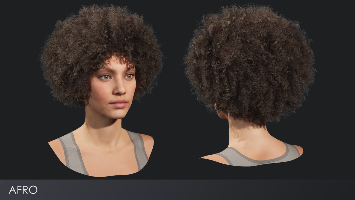 Realistic female hairstyles, pack #1 | Rigged hair, game-ready, low-poly