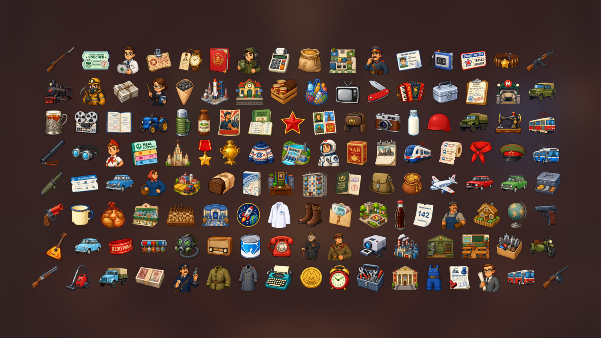 Soviet Daily Life USSR Space Industry Retro Technology Icons Pack