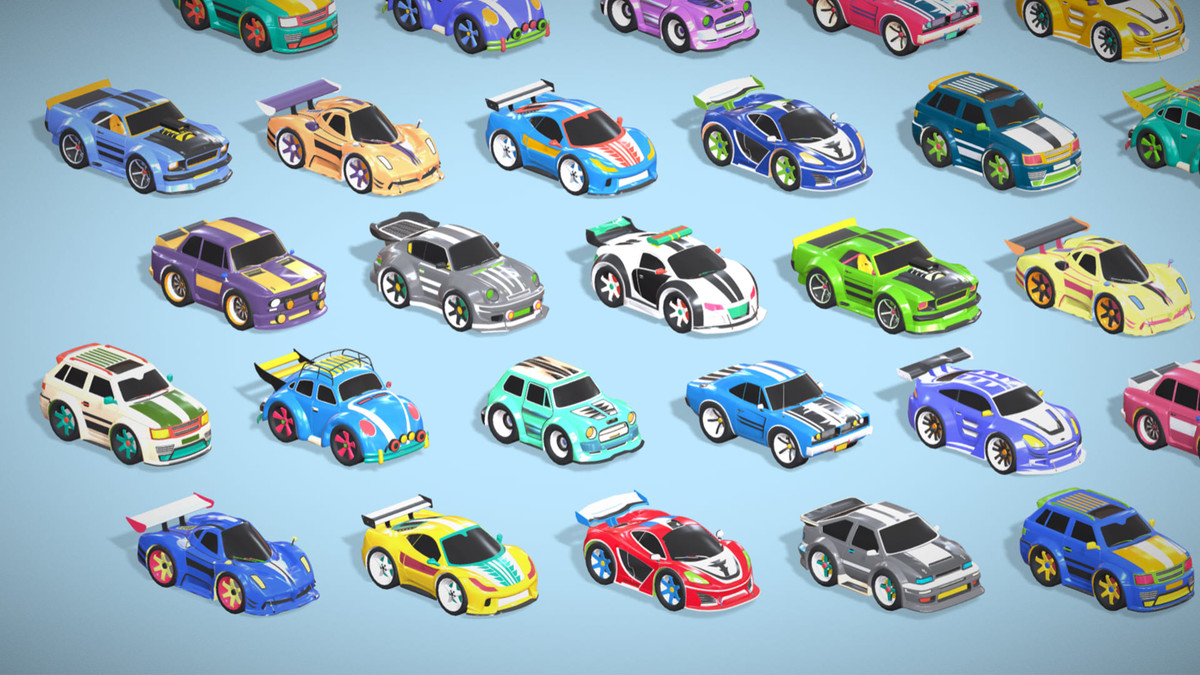 Tiny Sports Car Pack - 66 Low Poly Cute Toon Style Mini Racing Cars Chibi Style