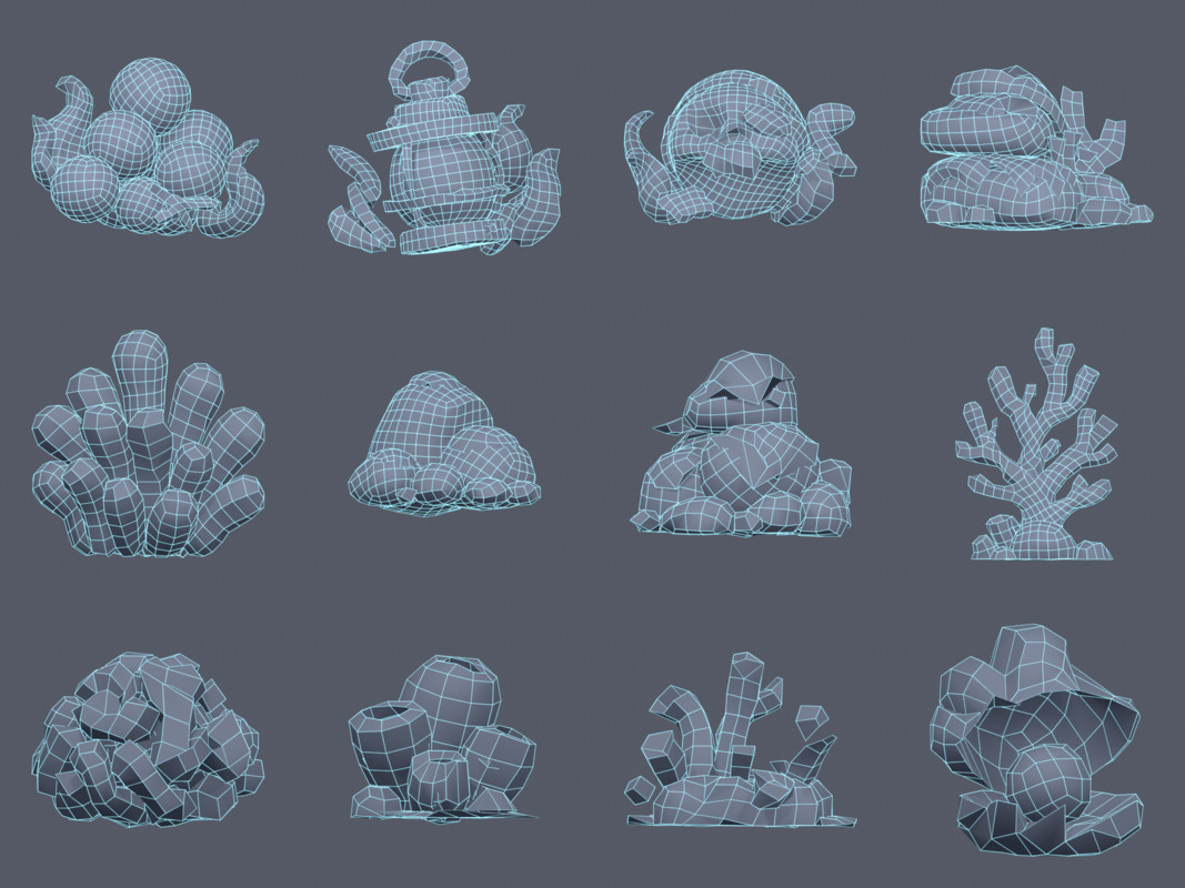 Stylized Underwater Pack — Rocks, Corals & Sea Props