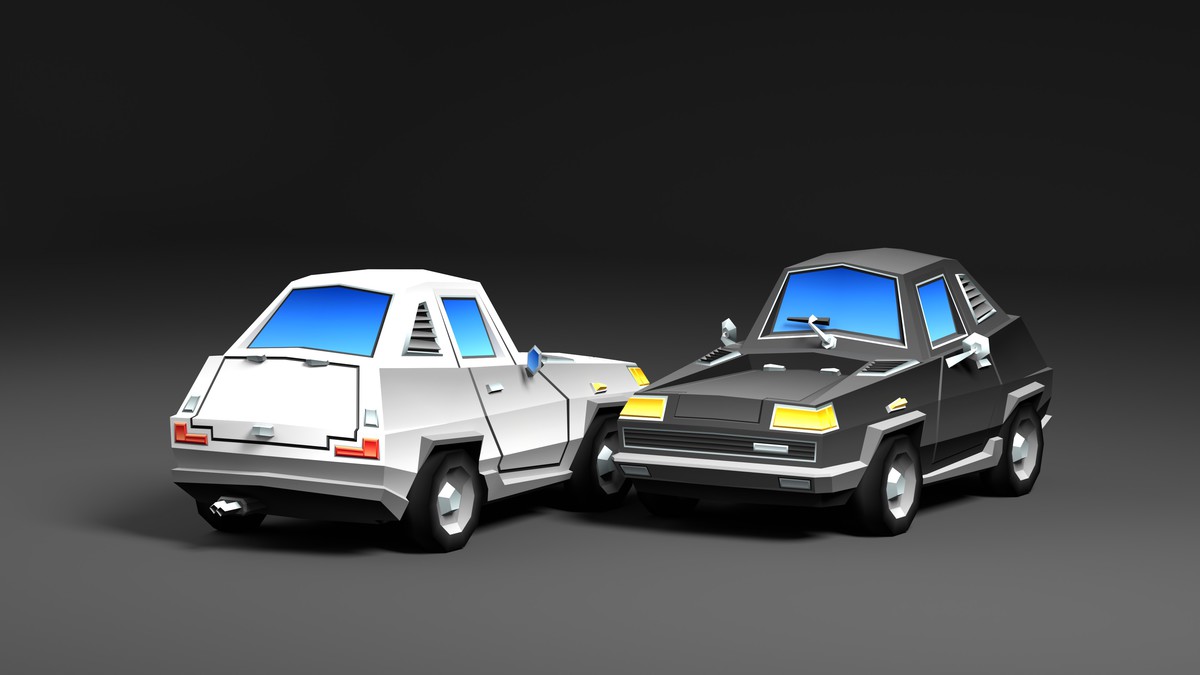 Stylized Low-poly Car Pack & gradient texture