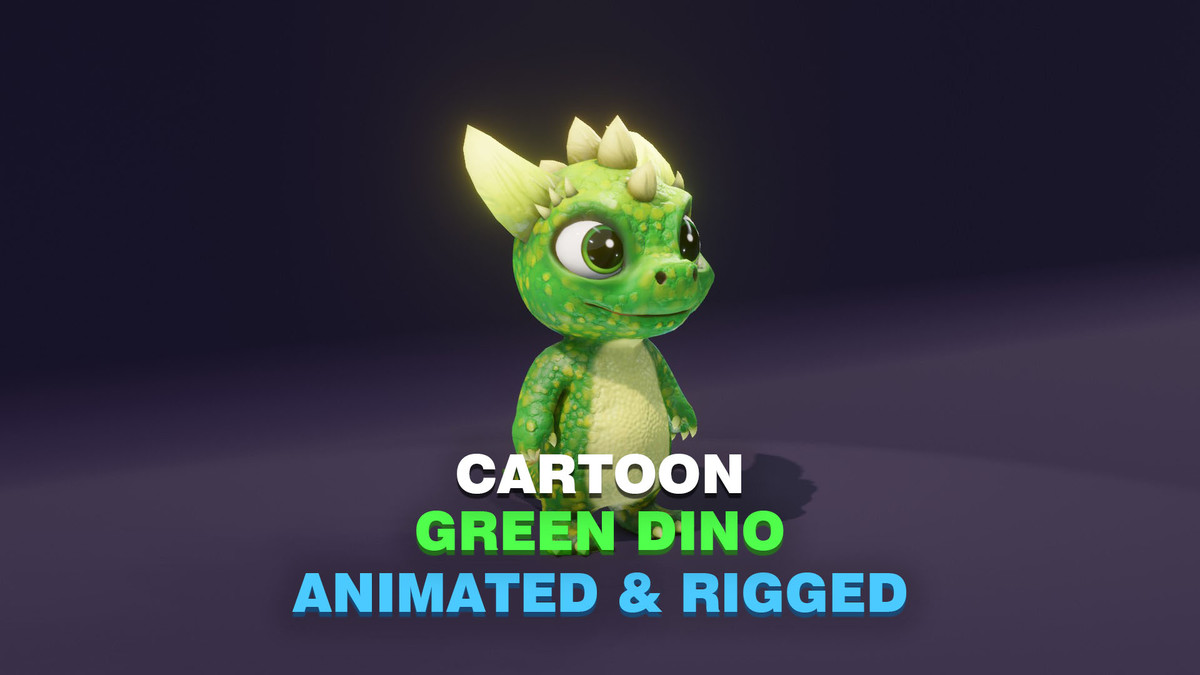 Cartoon Green Dinosaur 3D Model – Animated Character