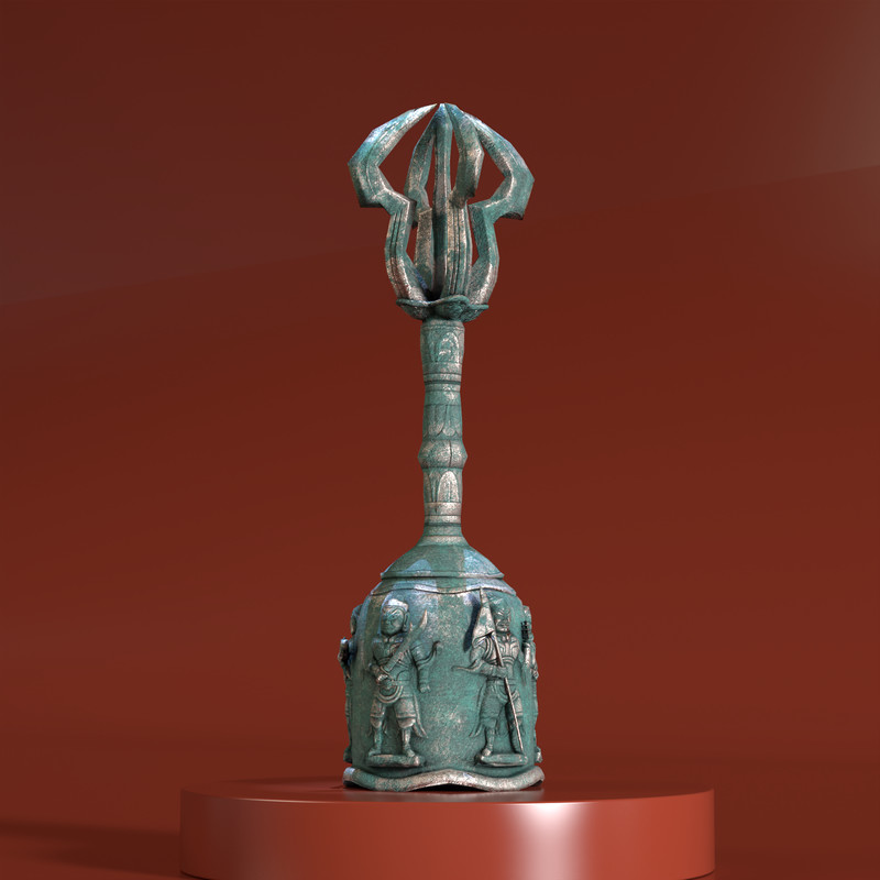 Ancient Buddhist Vajra Bell (Geumgangryeong) Low Poly PBR