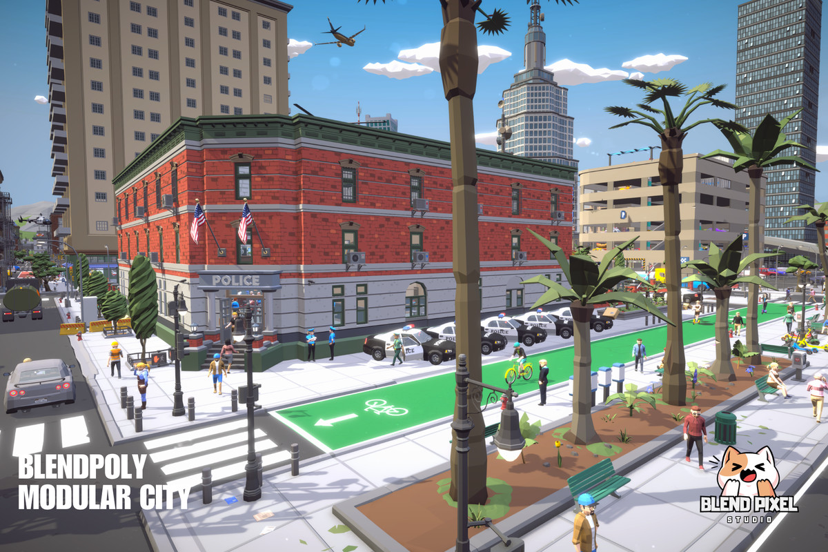 BlendPoly Modular City - Low Poly Assets