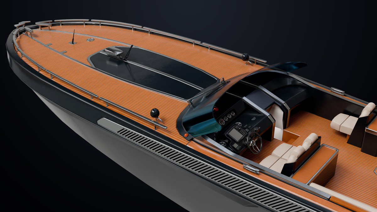 Yacht Boat 01 Black with Interior HDRP URP Textures