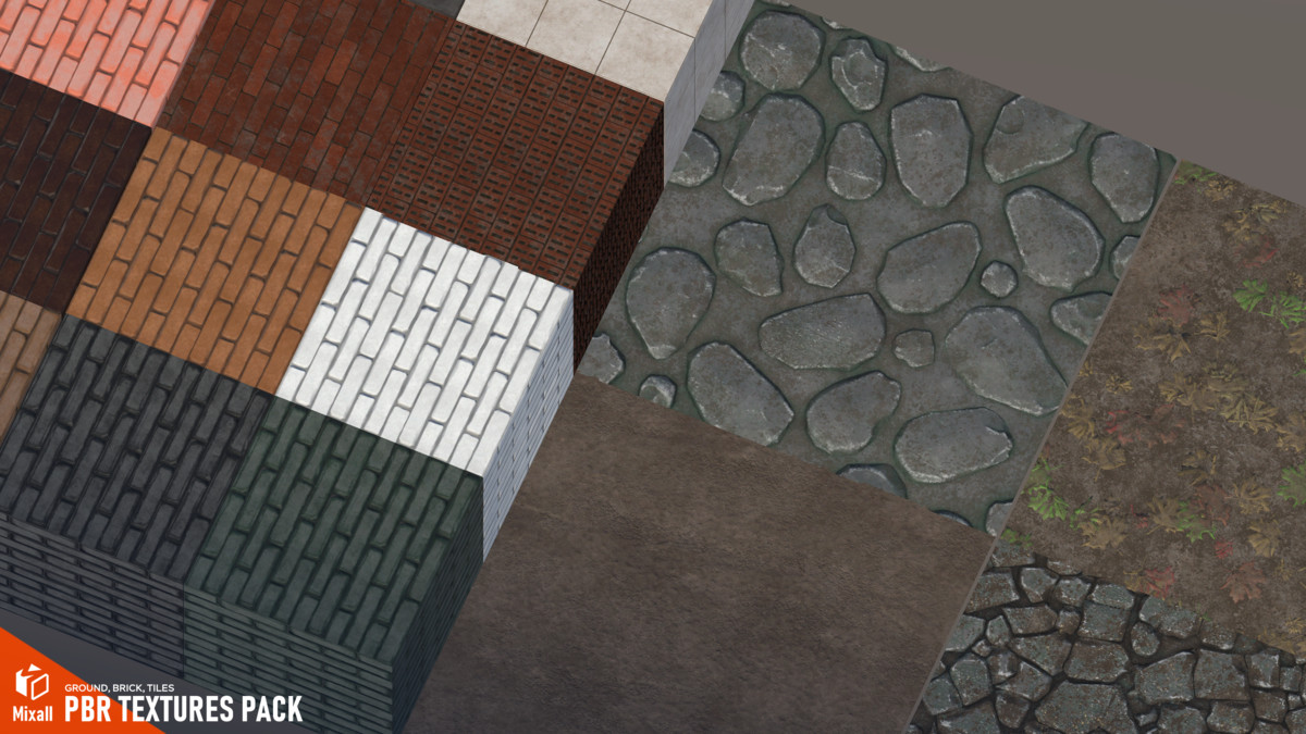 PBR Textures pack - ground, brick, tiles